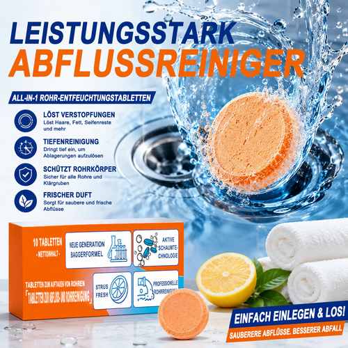 👑Schäumende Abflussreiniger-Tabletten — Aktivsauerstoff | Entfernt Abflussablagerungen & Schädlinge | Ohne Bleichmittel, ohne Lauge, rohrschonend
