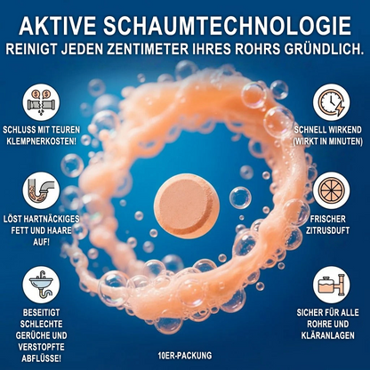 👑Schäumende Abflussreiniger-Tabletten — Aktivsauerstoff | Entfernt Abflussablagerungen & Schädlinge | Ohne Bleichmittel, ohne Lauge, rohrschonend