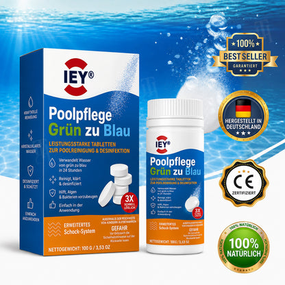 👑 𝐋𝐄𝐓𝐙𝐓𝐄𝐑 𝐓𝐀𝐆: 𝟖𝟎 % 𝐑𝐀𝐁𝐀𝐓𝐓 | IEY® Poolpflege Grün zu Blau