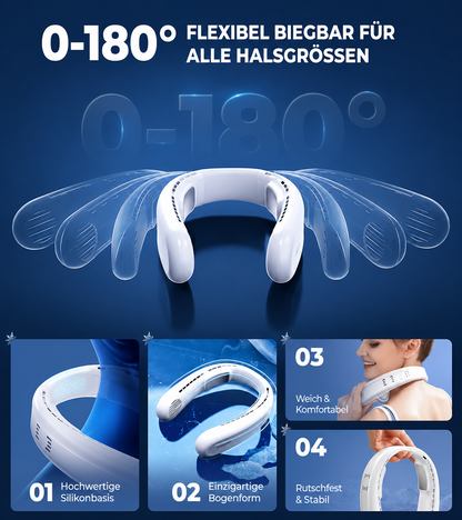 ⚡ Tragbarer Nackenventilator mit Doppel-Halbleiter-Kühlung ❄️| 360° Luftstrom • Bis zu 8 Std. Akkulaufzeit • 3 Geschwindigkeiten | Ideal für Sommer, Reisen & Outdoor