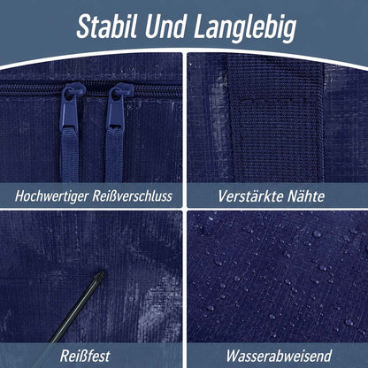 6er-Set Extra Robuste Umzugstaschen mit Reißverschluss & Tragegriffen – Große Aufbewahrungstaschen für Kleidung, Umzug & Lagerung | Schwarz