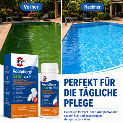 👑 𝐋𝐄𝐓𝐙𝐓𝐄𝐑 𝐓𝐀𝐆: 𝟖𝟎 % 𝐑𝐀𝐁𝐀𝐓𝐓 | IEY® Poolpflege Grün zu Blau