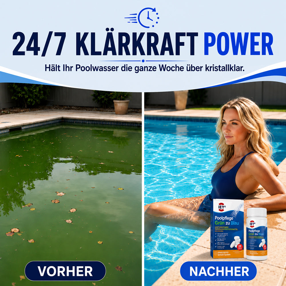 👑 𝐋𝐄𝐓𝐙𝐓𝐄𝐑 𝐓𝐀𝐆: 𝟖𝟎 % 𝐑𝐀𝐁𝐀𝐓𝐓 | IEY® Poolpflege Grün zu Blau