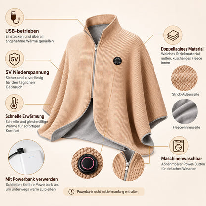 🖤Black Friday - 80% RABATT!!💥Den ganzen Winter warm bleiben — Tragbare elektrische Heizdecke als Schultertuch