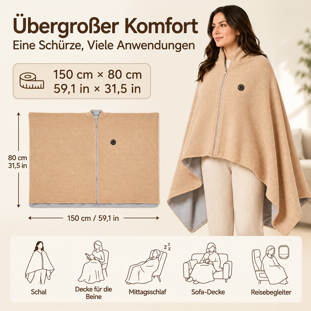 🖤Black Friday - 80% RABATT!!💥Den ganzen Winter warm bleiben — Tragbare elektrische Heizdecke als Schultertuch
