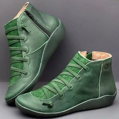 DAMEN-LEDERSTIEFEL IM VINTAGE-STIL MIT SCHNÜRUNG