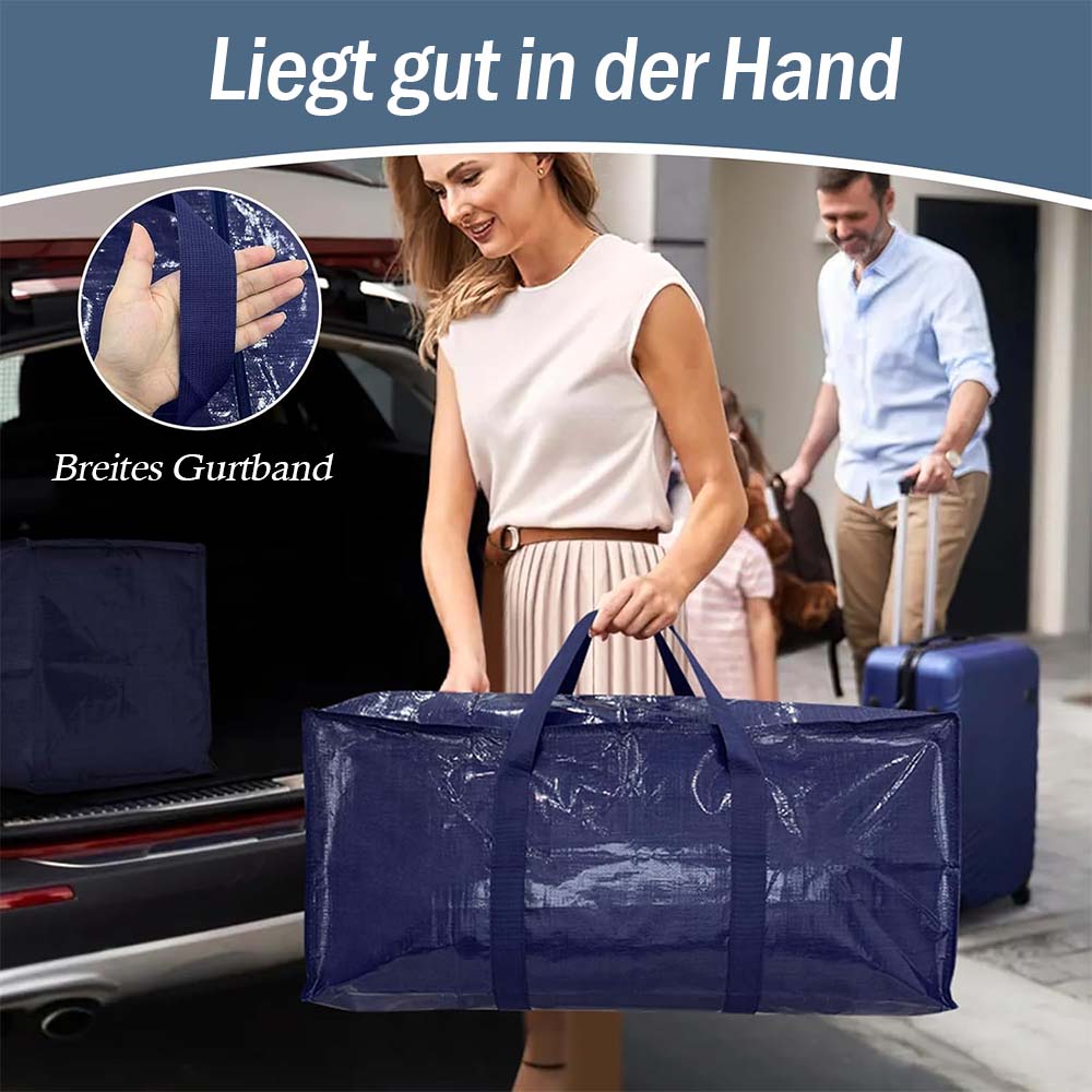 6er-Set Extra Robuste Umzugstaschen mit Reißverschluss & Tragegriffen – Große Aufbewahrungstaschen für Kleidung, Umzug & Lagerung | Schwarz