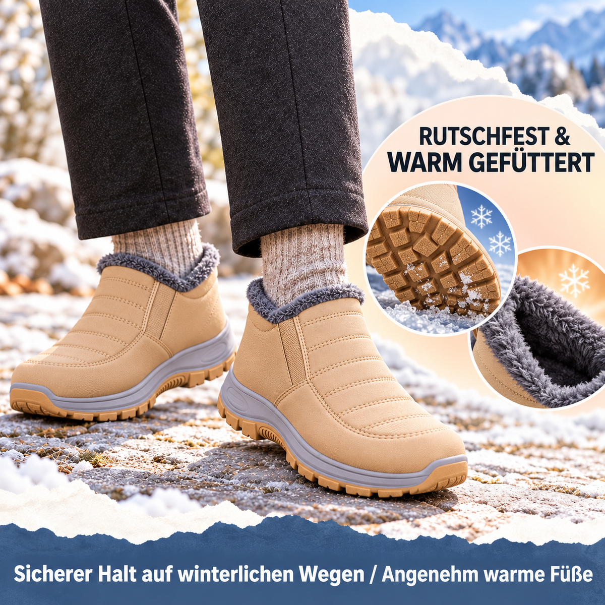 🔥 WOCHENEND-SALE – 49 % RABATT! 💥 | Warme, rutschfeste Seniorenschuhe mit Fußgewölbestütze