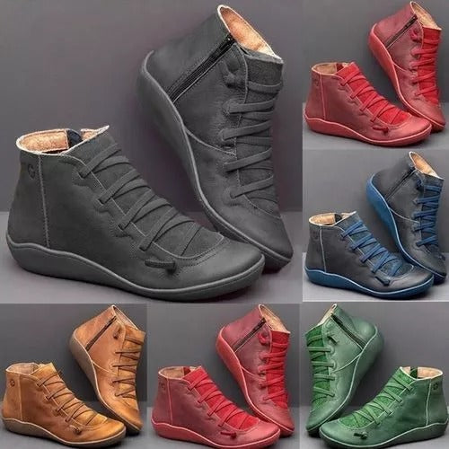 DAMEN-LEDERSTIEFEL IM VINTAGE-STIL MIT SCHNÜRUNG