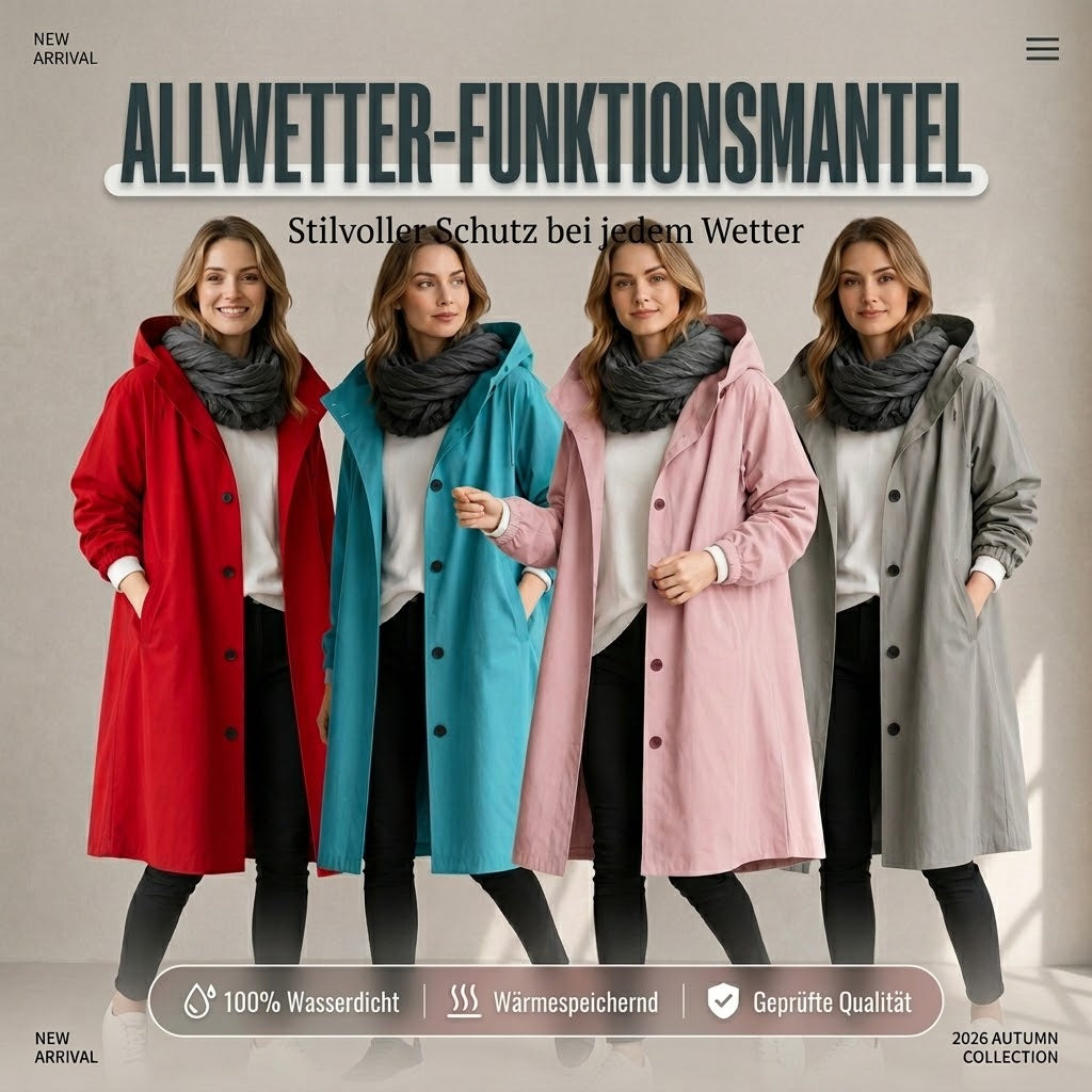 🔥 80 % Rabatt im Schlussverkauf | Wasserabweisende Oversize-Wind- und Regenjacke mit Kapuze für Damen