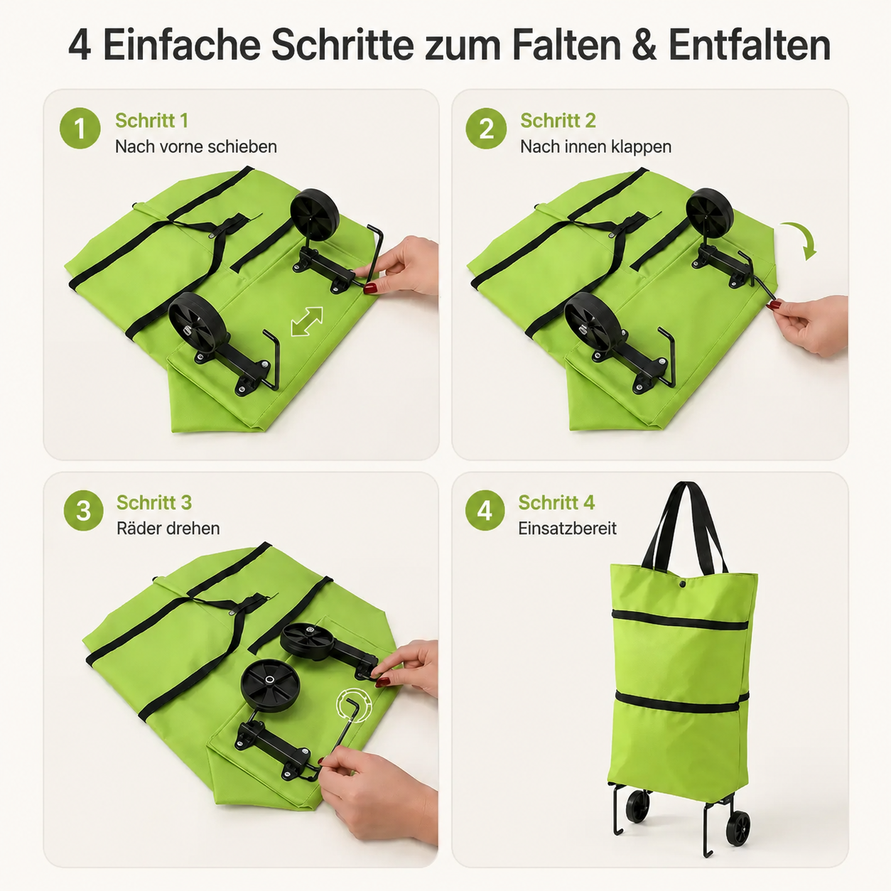 🛒Faltbarer Einkaufstrolley – Praktische Einkaufstasche mit Rollen für den täglichen Einkauf
