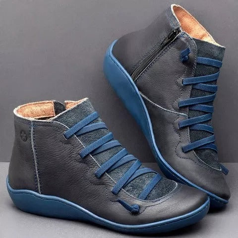 DAMEN-LEDERSTIEFEL IM VINTAGE-STIL MIT SCHNÜRUNG