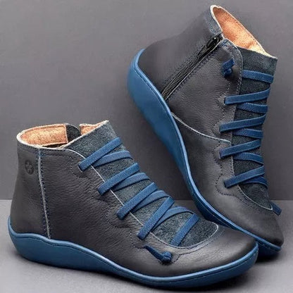 DAMEN-LEDERSTIEFEL IM VINTAGE-STIL MIT SCHNÜRUNG