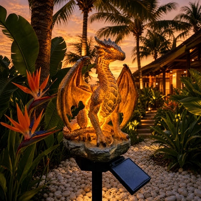 💥LETzter Tag: 50 % Rabatt 🐉✨ Solar-Gartenfigur „Drache“ mit Licht – Fantasy-Außendekoration „Golden Ember“