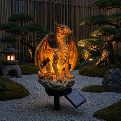 💥LETzter Tag: 50 % Rabatt 🐉✨ Solar-Gartenfigur „Drache“ mit Licht – Fantasy-Außendekoration „Golden Ember“