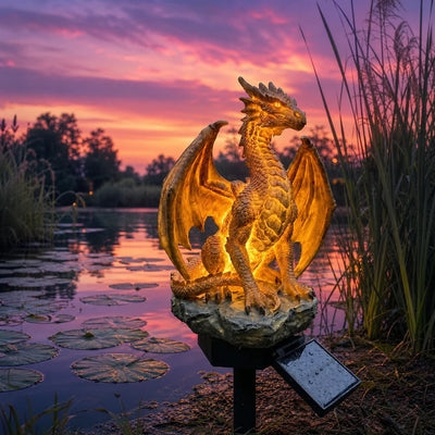💥LETzter Tag: 50 % Rabatt 🐉✨ Solar-Gartenfigur „Drache“ mit Licht – Fantasy-Außendekoration „Golden Ember“