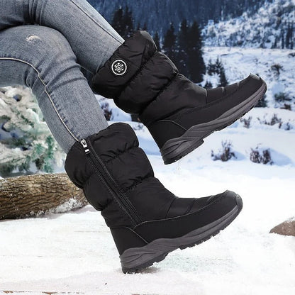 🔥 SPARE 17 € | Warme Winter‑Stiefeletten für Damen, wasserabweisend, rutschfest, Gewölbeunterstützung, Pelzfutter, ganztägiger Komfort